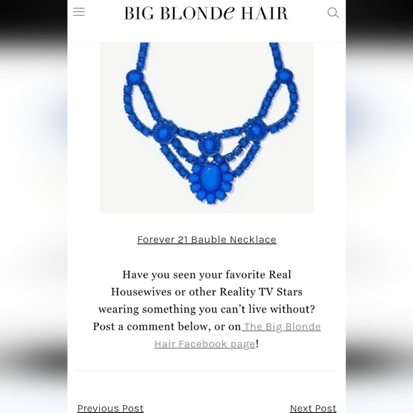None Jewelry - A Stunner! The Real Housewives Statement Necklace Blue Metal Bauble Necklace